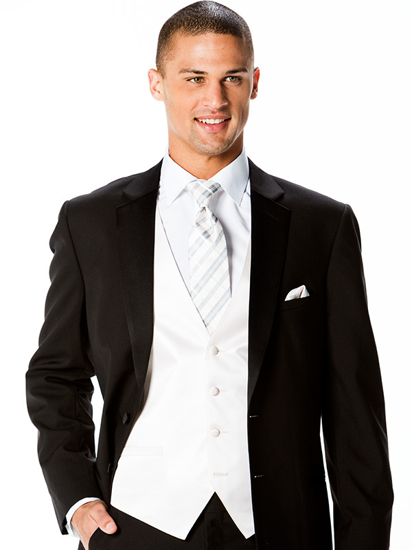 Modern Solid Vest with Solid Plaid Windsor Tie and Pocket Square (1)